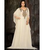 Off-White Georgette Embroidered Zari Work Islamic Kaftan