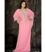 Pink Georgette Embroidered Zari Work Islamic Kaftan