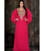Pink Georgette Embroidered Zari Work Islamic Kaftan