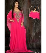 Pink Georgette Embroidered Zari Work Islamic Kaftan