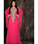 Pink Georgette Embroidered Zari Work Islamic Kaftan
