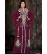 Purple Georgette Embroidered Zari Work Islamic Kaftan