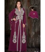 Purple Georgette Embroidered Zari Work Islamic Kaftan