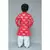 Red printed cotton silk boys kurta pyjama