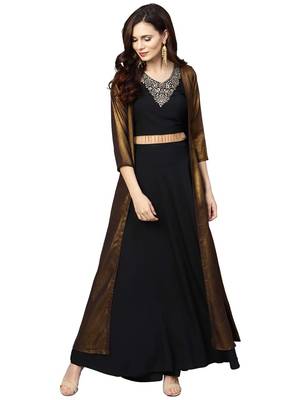 Black printed crepe kurti 1