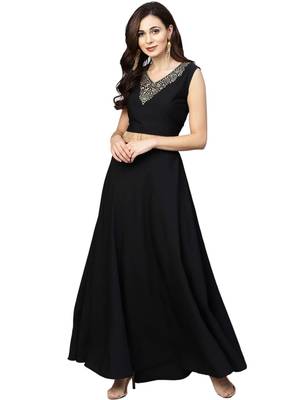 Black printed crepe kurti 2