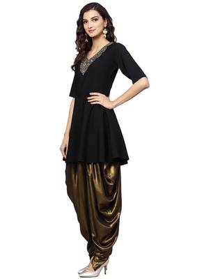Black printed crepe kurti 2