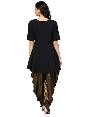 Black printed crepe kurti 3