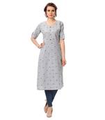 Blue printed cotton kurti