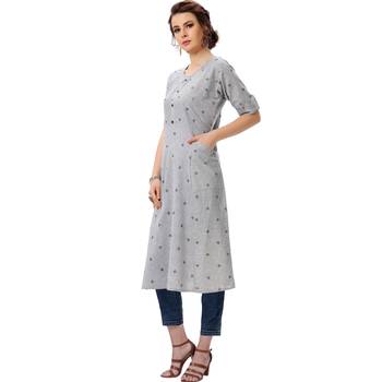 Blue printed cotton kurti 3