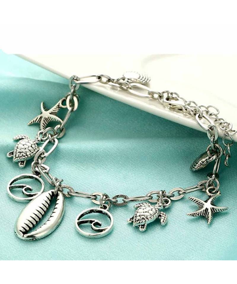 Ferosh Starfish Silver Shell Anklet