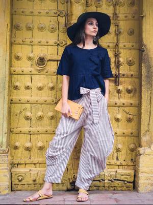 Fantasy Cowl Waist Tie Up Casual Pant 1