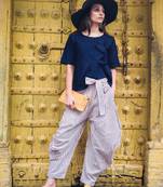 Fantasy Cowl Waist Tie Up Casual Pant