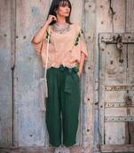 Fantasy Green Casual Ankle Length Waist Tie Up Pant Pair