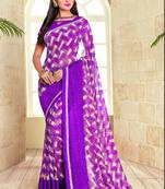 Purple printed georgette saree with blouse