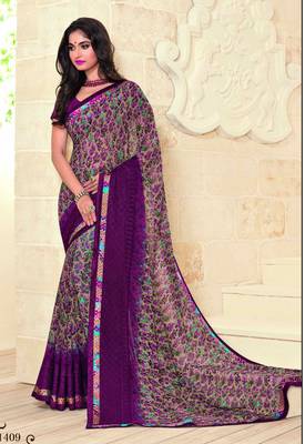 Multicolor printed georgette saree with blouse 1