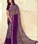 Multicolor printed georgette saree with blouse