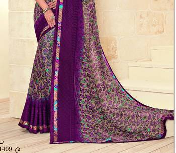 Multicolor printed georgette saree with blouse 2