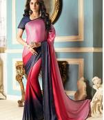 Pink plain satin saree with blouse