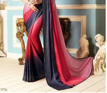 Pink plain satin saree with blouse 2