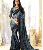 Grey plain satin saree with blouse