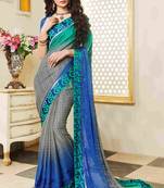 Multicolor printed georgette saree with blouse