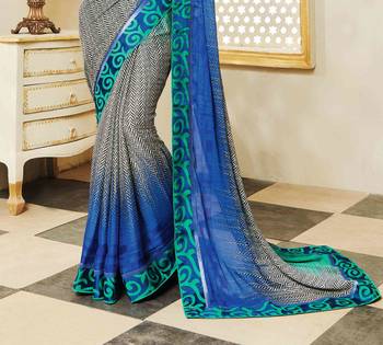 Multicolor printed georgette saree with blouse 2