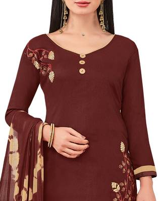 Brown Banarasi Cotton Embroidered Jacquard Bottom palazzo  2