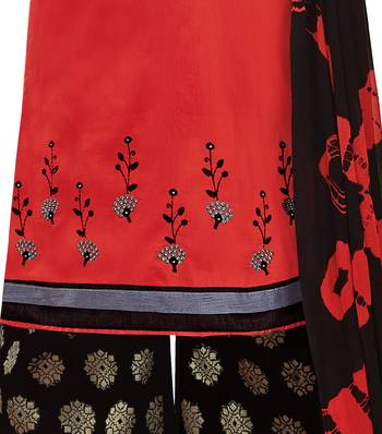 Light Red Banarasi Cotton Embroidered Jacquard palazzo Bottom 3