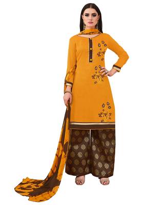 Mustard Banarasi Cotton Embroidered Jacquard palazzo Bottom 1