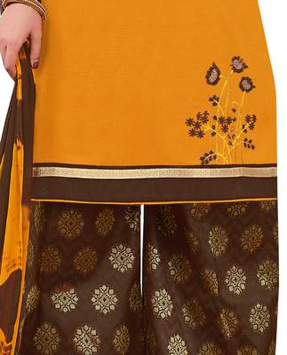 Mustard Banarasi Cotton Embroidered Jacquard palazzo Bottom 3