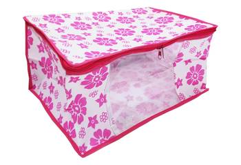 Shree Shyam Products Flower Printed Non Woven Box Saree Cover, Storage Cover,Pink 6 Pcs Set 3