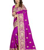 Wine embroidered art silk saree with blouse