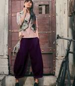 Fantasy Purple Dhoti Style Top Bottom Set