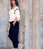 Fantasy Blue Casual Ankle Length Waist Tie Up Pant Pair