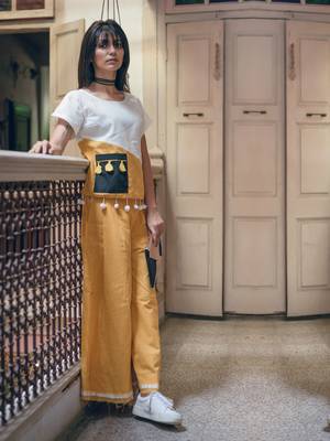 Fantasy  Mustard Raw Edge Skirt Pant  Pair 1