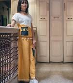 Fantasy  Mustard Raw Edge Skirt Pant  Pair