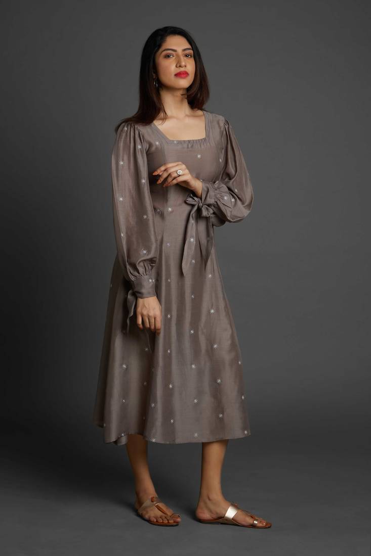 Brownish grey Muslin cotton dress Shakthi 2915038