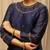 Dark Blue Chanderi with hand embroidery work Kurti