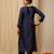 Dark Blue Chanderi with hand embroidery work Kurti