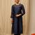 Dark Blue Chanderi with hand embroidery work Kurti