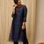 Dark Blue Chanderi with hand embroidery work Kurti