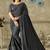 Dark grey plain lycra saree with blouse