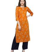 Yellow Printed Rayon Kurti