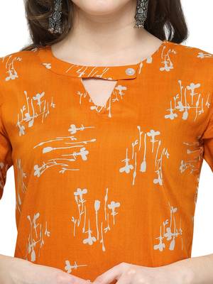 Yellow Printed Rayon Kurti 5