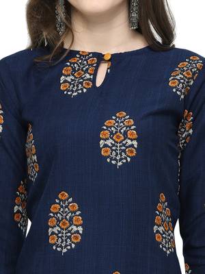 Navy-Blue Printed Rayon Kurti 4