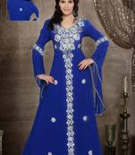 Royal-Blue Georgette Embroidered Zari_Work Islamic-Kaftans
