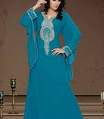 Teal Georgette Embroidered Zari_Work Islamic-Kaftans
