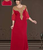Red Georgette Embroidered Zari_Work Islamic-Kaftans