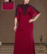 Burgundy Georgette Embroidered Zari_Work Islamic-Kaftans